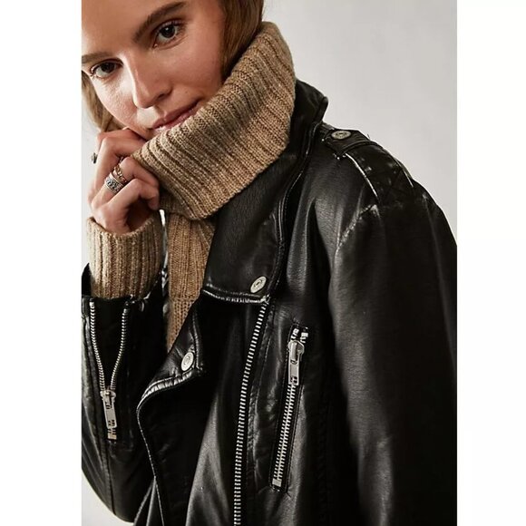 Free People Isabelle Vegan Moto Jacket NWOT Size XS - Picture 2 of 12